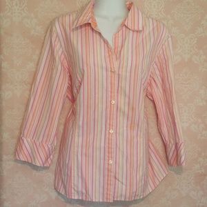 Liz Claiborne Top Blouse Shirt 12 Pink long Sleeve
